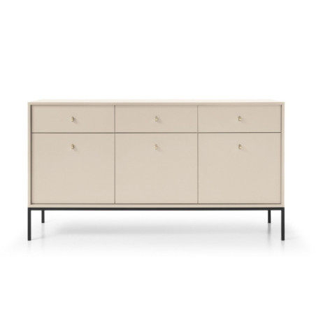 Kommode 3-türig 3 Schubladen sandbeige, ARON MKSZ154