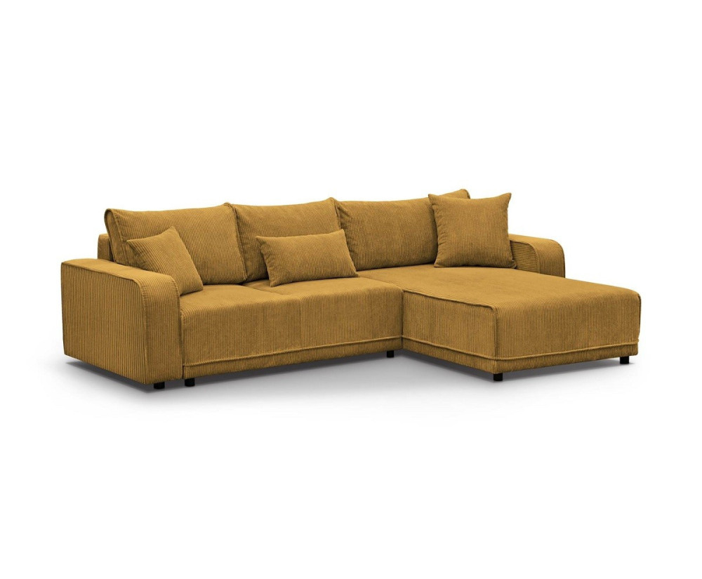 Modernes Ecksofa mit Schlaffunktion und Bettkasten, Cord, FERRO 43L