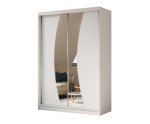 Schiebetürenschrank weiß 160 cm mit abgerundetem Spiegel, Kleiderschrank 2-türig, MARTEN SZ7 Schiebetürenschrank weiß 160 cm mit abgerundetem Spiegel, Kleiderschrank 2-türig, MARTEN SZ7