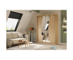 Schiebetürenschrank 150 cm mit abgerundetem Spiegel, Kleiderschrank 2-türig, Farbvarianten, MARTEN SZ7 Schiebetürenschrank 150 cm mit abgerundetem Spiegel, Kleiderschrank 2-türig, Farbvarianten, MARTEN SZ7