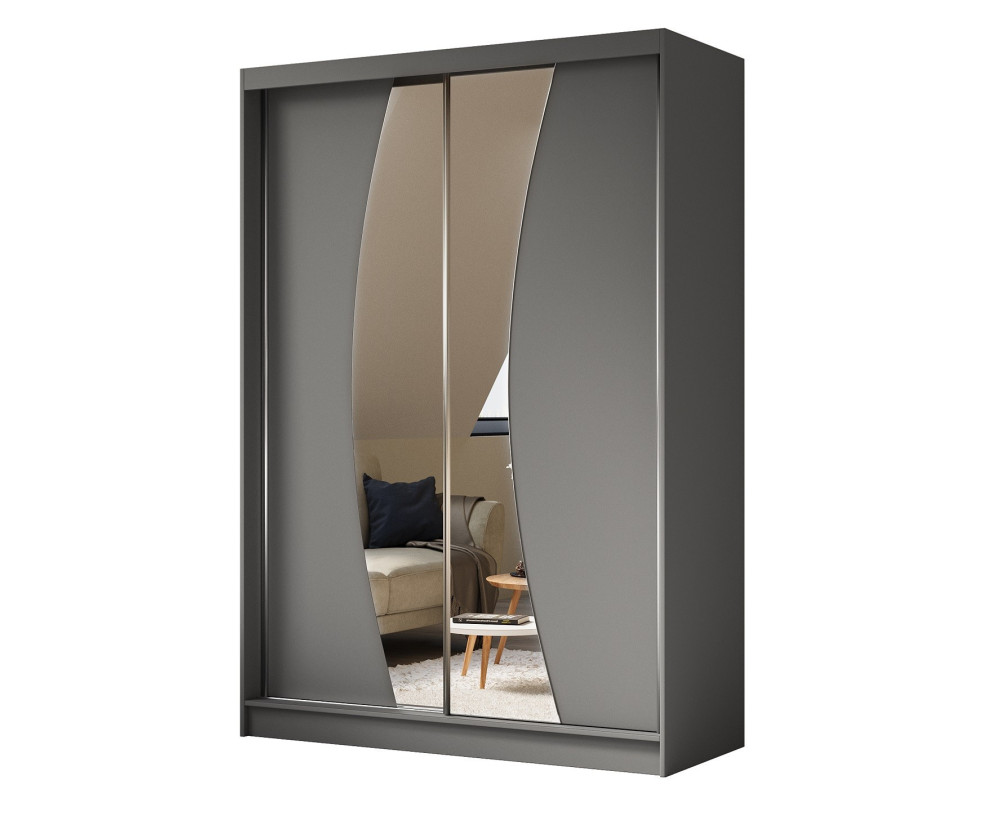 MARTEN SZ7 Schiebetürenschrank 160 cm mit abgerundetem Spiegel, Kleiderschrank 2-türig, Farbvarianten!