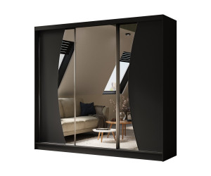 MARTEN SZ7 Schiebetürenschrank 240 cm mit abgerundetem Spiegel, Kleiderschrank 3-türig, Farbvarianten!