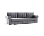 Elegantes 3-Sitzer-Sofa mit vertikalen Nähten, Couch mit Schlaffunktion und Bettkasten, TRIVIO K6