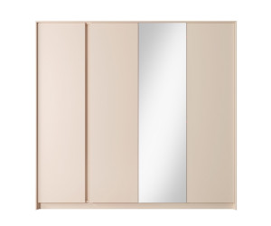 SKIVE Drehtürenschrank mit Spiegel, Schrank für Schlafzimmer, Breite 220 cm, Farbton: beige