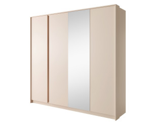 SKIVE Drehtürenschrank mit Spiegel, Schrank für Schlafzimmer, Breite 220 cm, Farbton: beige