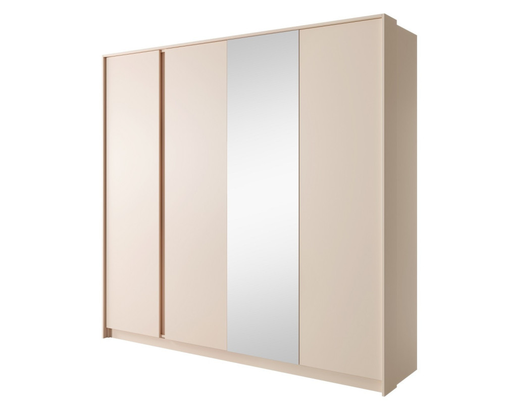 Drehtürenschrank 220 cm mit Spiegel, Schrank für Schlafzimmer, Farbton: beige, SKIVE Drehtürenschrank 220 cm mit Spiegel, Schrank für Schlafzimmer, Farbton: beige, SKIVE