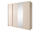 Drehtürenschrank 220 cm mit Spiegel, Schrank für Schlafzimmer, Farbton: beige, SKIVE Drehtürenschrank 220 cm mit Spiegel, Schrank für Schlafzimmer, Farbton: beige, SKIVE