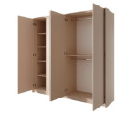 Drehtürenschrank 220 cm mit Spiegel, Schrank für Schlafzimmer, Farbton: beige, SKIVE Drehtürenschrank 220 cm mit Spiegel, Schrank für Schlafzimmer, Farbton: beige, SKIVE