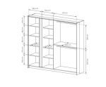 Drehtürenschrank 220 cm mit Spiegel, Schrank für Schlafzimmer, Farbton: beige, SKIVE Drehtürenschrank 220 cm mit Spiegel, Schrank für Schlafzimmer, Farbton: beige, SKIVE