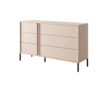Moderne grifflose Kommode mit 6 Schubladen, Farbton beige, SKIVE Moderne grifflose Kommode mit 6 Schubladen, Farbton beige, SKIVE