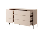 Moderne grifflose Kommode mit 6 Schubladen und LED-Beleuchtung, Farbton beige, SKIVE Moderne grifflose Kommode mit 6 Schubladen und LED-Beleuchtung, Farbton beige, SKIVE