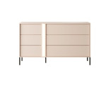 Moderne grifflose Kommode mit 6 Schubladen und LED-Beleuchtung, Farbton beige, SKIVE Moderne grifflose Kommode mit 6 Schubladen und LED-Beleuchtung, Farbton beige, SKIVE