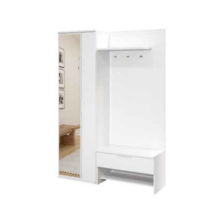 Garderoben-Set 140 cm mit Spiegel, Flurgarderobe, weiß, IGA