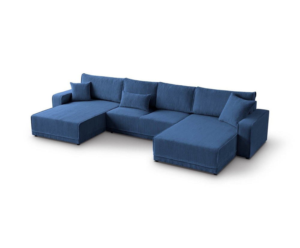Wohnlandschaft in U-Form mit Rückenkissen, Schlaffunktion und Bettkasten, Cord, FERRO 47U Wohnlandschaft in U-Form mit Rückenkissen, Schlaffunktion und Bettkasten, Cord, FERRO 47U