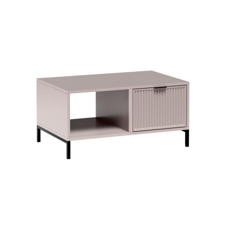 Couchtisch mit Schublade, Metallbeine, Kaschmir, MAISON 06