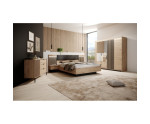 Doppelbett 160x200 mit gepolstertem Kopfteil und Lattenrost (HOLZRAHMEN), ohne Bettkasten, Eiche Artisan + Anthrazit, CAVE Doppelbett 160x200 mit gepolstertem Kopfteil und Lattenrost (HOLZRAHMEN), ohne Bettkasten, Eiche Artisan + Anthrazit, CAVE
