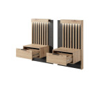 Doppelbett 160x200 cm mit Nachttischen, LED-Beleuchtung, Bettkasten, Lattenrost mit HOLZRAHMEN, Eiche Artisan + Anthrazit, CAVE
