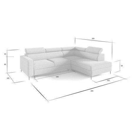 TRIVIO N6 Ecksofa mit Schlaffunktion und Bettkasten, einstellbare Kopfteile