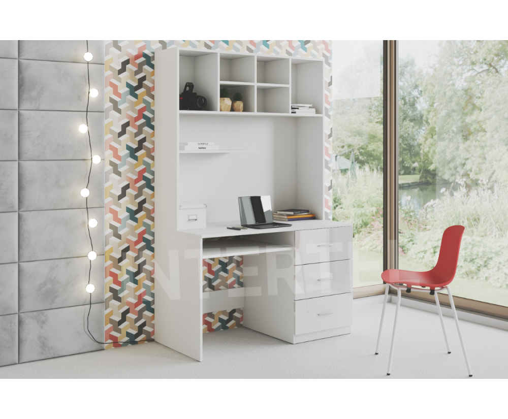 MAJA 3 Schreibtisch mit Regal (Aufsatz), Kinderschreibtisch, Farbvarianten glänzend!