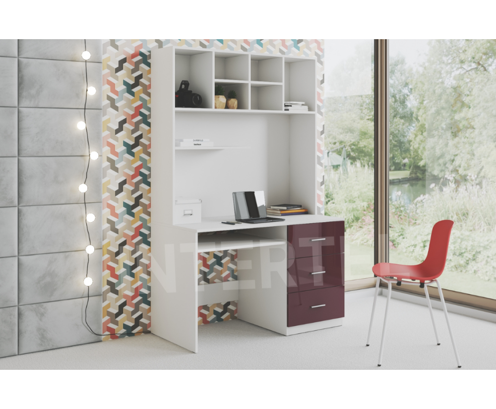 MAJA 3 Schreibtisch mit Regal (Aufsatz), Kinderschreibtisch, Farbvarianten glänzend!