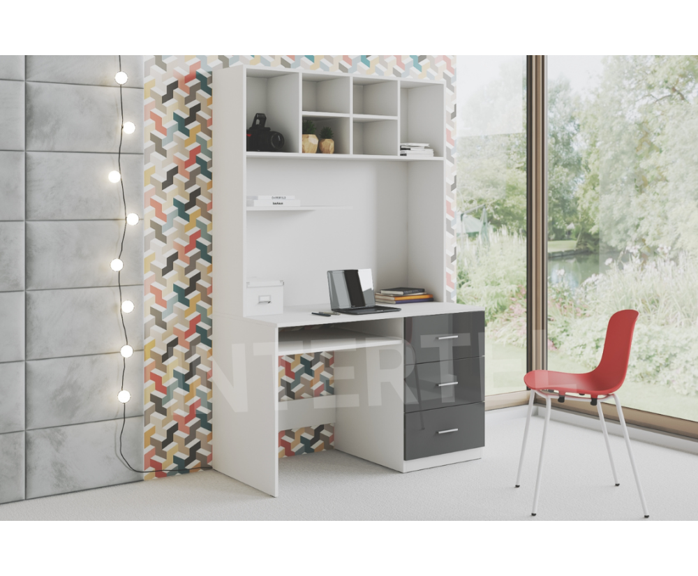 MAJA 3 Schreibtisch mit Regal (Aufsatz), Kinderschreibtisch, Farbvarianten glänzend!