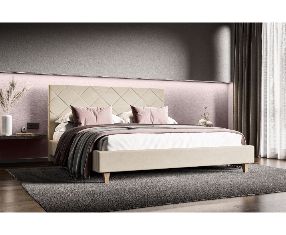 LARETTO T25 Polsterbett 140x200 cm, Doppelbett, Ehebett mit Lattenrost, ohne Bettkasten