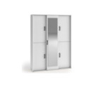 Weißer Schrank 150 cm mit Spiegel an einer Schiebetür, Kleiderschrank, Garderobenschrank MARIETTA Weißer Schrank 150 cm mit Spiegel an einer Schiebetür, Kleiderschrank, Garderobenschrank MARIETTA