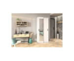 Schrank 90 cm  weiß mit Spiegel an einer Schiebetür, Kleiderschrank, Garderobenschrank MARIETTA