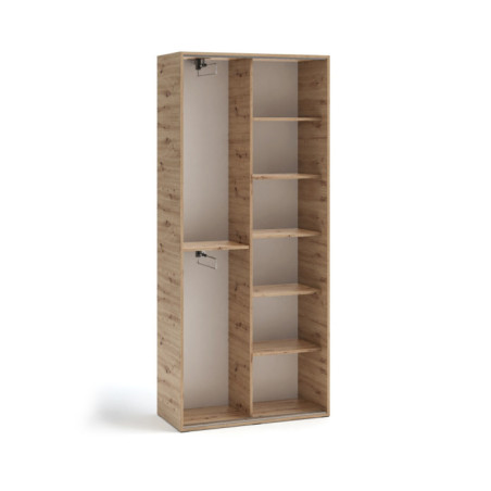 Schiebetürenschrank 90 cm mit Spiegel, Kleiderschrank, Garderobenschrank, Artisan Eiche, MARIETTA