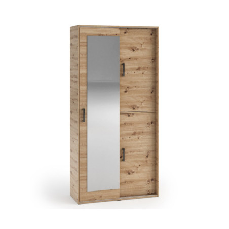 Kleiderschrank 100 cm mit Spiegel an einer Schiebetür, Artisan Eiche, Garderobenschrank MARIETTA