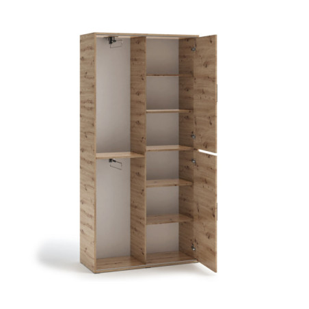 Kleiderschrank 100 cm mit Spiegel an einer Schiebetür, Artisan Eiche, Garderobenschrank MARIETTA