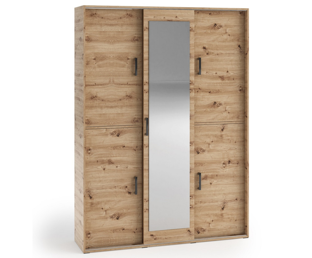 Schrank 150 cm mit Spiegel an einer Schiebetür, Kleiderschrank Artisan Eiche, Garderobenschrank MARIETTA Schrank 150 cm mit Spiegel an einer Schiebetür, Kleiderschrank Artisan Eiche, Garderobenschrank MARIETTA
