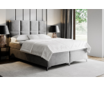 Boxspringbett 140x200 cm, Ehebett, Hotelbett mit hohem Kopfteil, verchromte Füße, MEROO 4M