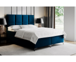 Boxspringbett 140x200 cm, Ehebett, Hotelbett mit hohem Kopfteil, verchromte Füße, MEROO 4M