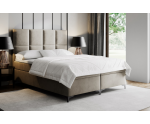 Boxspringbett 140x200 cm, Ehebett, Hotelbett mit hohem Kopfteil, verchromte Füße, MEROO 4M