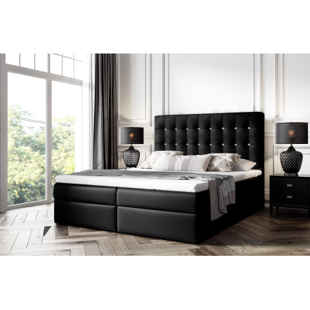 Boxspringbett 140x200 cm, Ehebett, Hotelbett, im Glamour-Stil, Kopfteil mit Kristallen, MAGNUS 11A