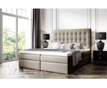 Boxspringbett 140x200 cm, Ehebett, Hotelbett, im Glamour-Stil, Kopfteil mit Kristallen, MAGNUS 11A