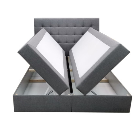 Boxspringbett 140x200 cm, Ehebett mit Bettkasten, niedriges Kopfteil auf Wunsch, Matratze zur Auswahl, MAGNUS 22A