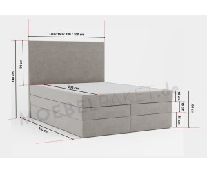 Boxspringbett, Ehebett mit Bettkasten 140, 160, 180, 200x200 cm, MAGNUS 18B