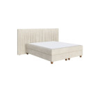 LARETTO T23 Stilvolles Bett 180x200 cm mit Matratze und Topper, Boxspringbett auf Holzfüßen, elegantes Kopfteil