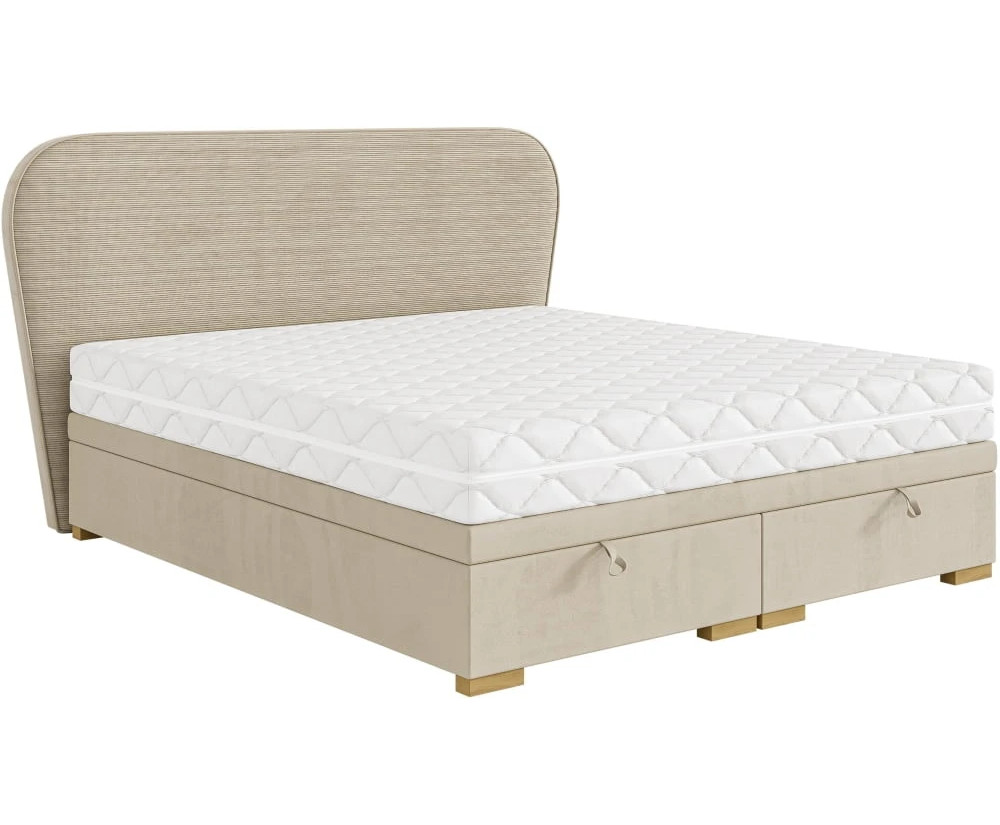 Polsterbett, Doppelbett 140x200 cm, Ehebett mit Bettkasten, Kopfteil aus Cord versandbereit, LARETTO T33 Polsterbett, Doppelbett 140x200 cm, Ehebett mit Bettkasten, Kopfteil aus Cord versandbereit, LARETTO T33