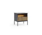 Nachttisch mit Front 3D LED-Schublade mit Lamellen schwarz/Wotan-Eiche, EVITA S54