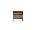 Nachttisch mit Front 3D LED-Schublade mit Lamellen schwarz/Wotan-Eiche, EVITA S54