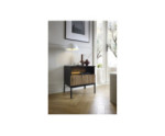 Nachttisch mit Front 3D LED-Schublade mit Lamellen schwarz/Wotan-Eiche, EVITA S54