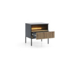 Nachttisch mit Front 3D LED-Schublade mit Lamellen schwarz/Wotan-Eiche, EVITA S54