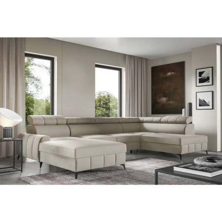 Wohnlandschaft U-Form, mit Schlaffunktion und Bettkasten, TRIVIO N8