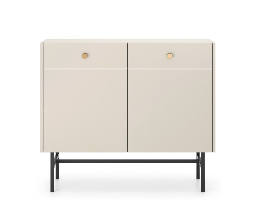 Kommode 2-türig mit Schubladen im Loft-Stil, beige, EMI 2D2S