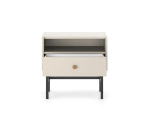 Nachttisch mit Schublade, Loft-Stil, beige, EMI