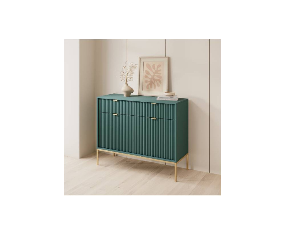 Kommode Modern Loft für Wohnzimmer, Gestell und Griffe goldfarben, SIENA KSZ104