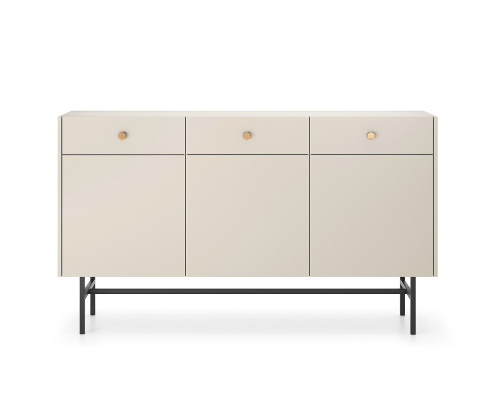 Kommode 3-türig mit Schubladen im Loft-Stil, beige, EMI 3D3S